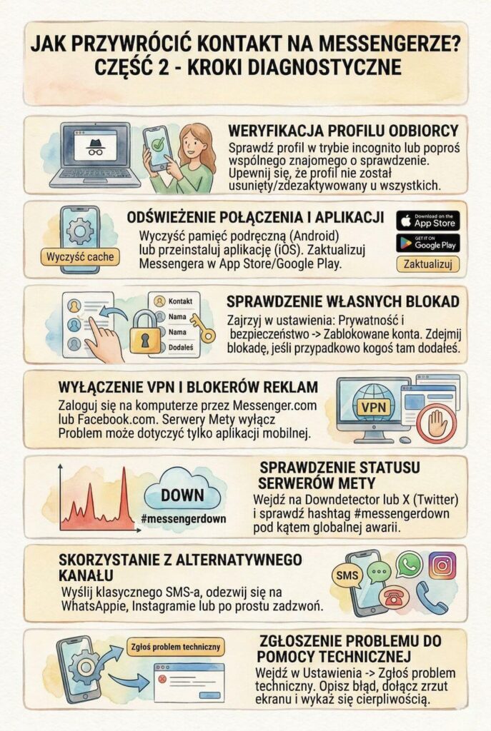 Nie mogę wysłać wiadomości na Messengerze do jednej osoby - co robić? Jak przywrócić kontakt na Messengerze? Porady