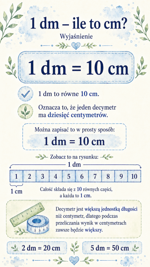 1 dm, ile to cm – wytłumaczenie