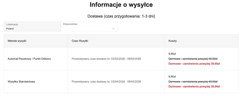 ile idzie paczka z shein - informacje ze strony firmy 