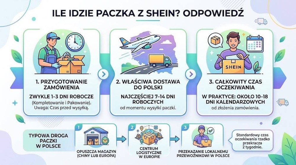 ile idzie paczka z shein - standardowy czas 