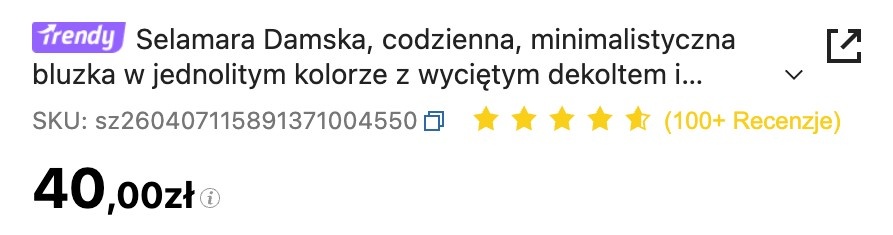 pozytywne oceny produktu na shein 
