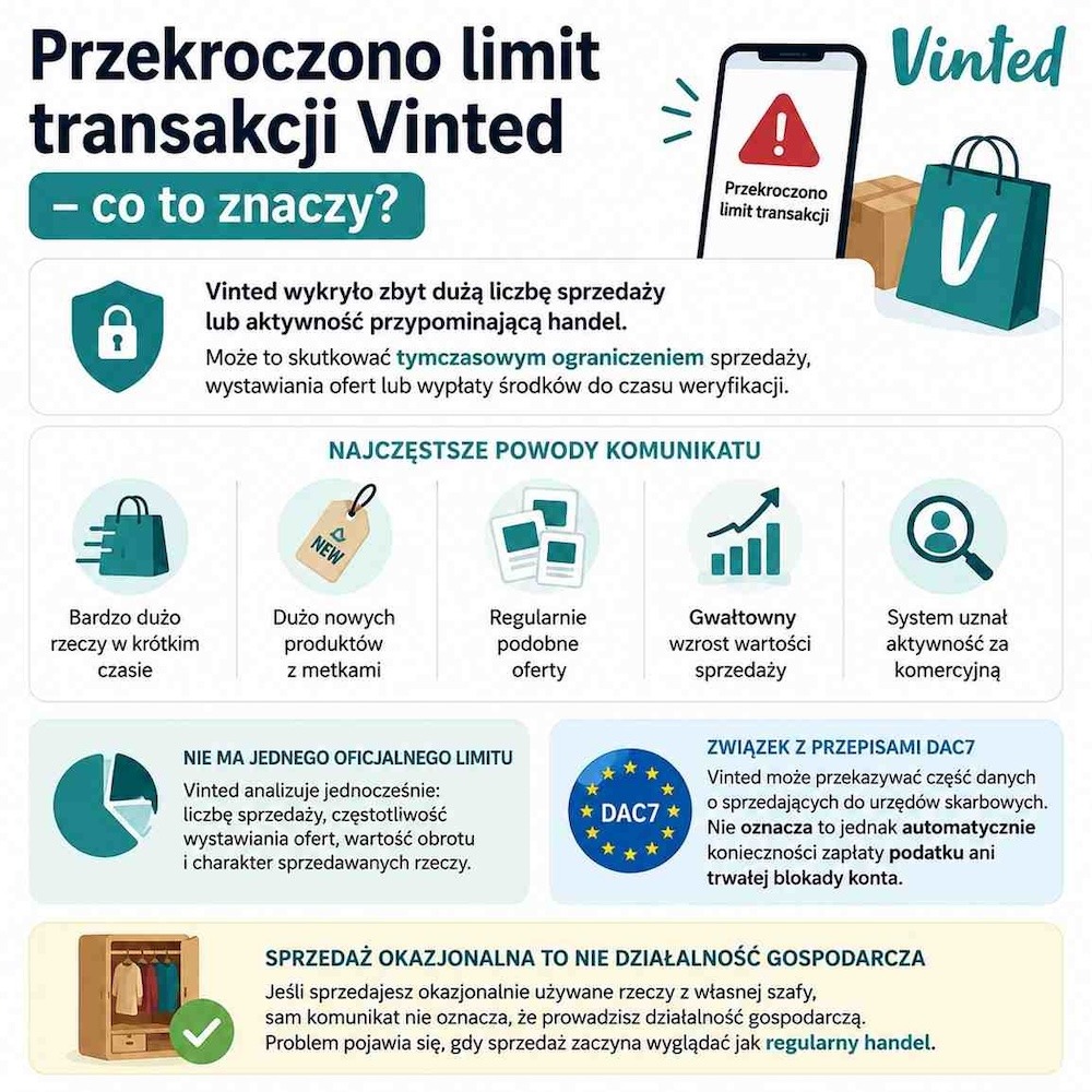 Przekroczono limit transakcji Vinted - znaczenie komunikatu 