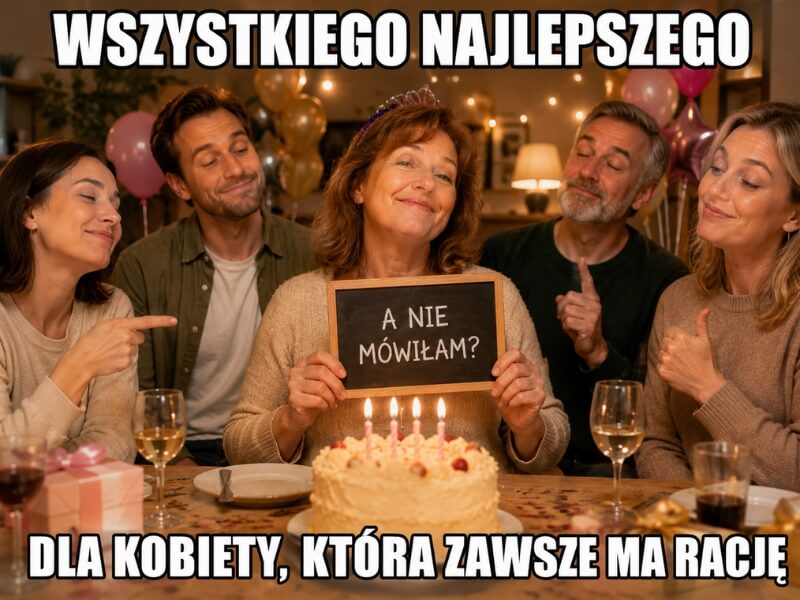 mama z tabliczką przy urodzinowym torcie