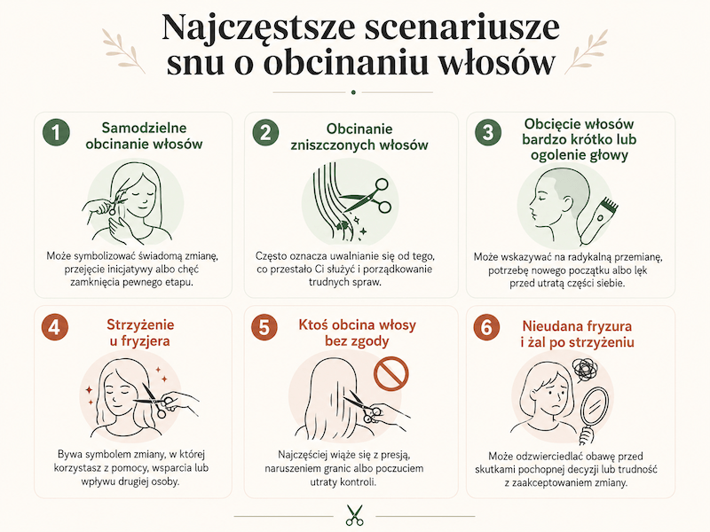 najczęstsze scenariusze snu o obcinaniu włosów
