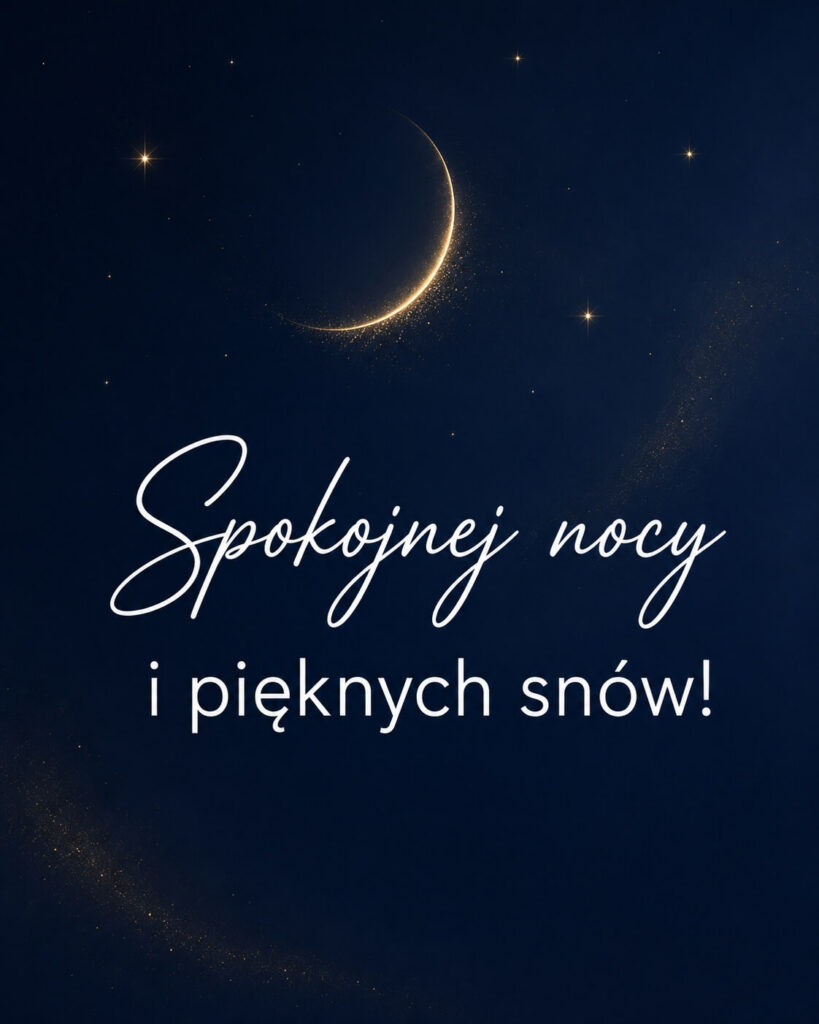 Minimalistyczne życzenia na dobranoc ze złotym księżycem