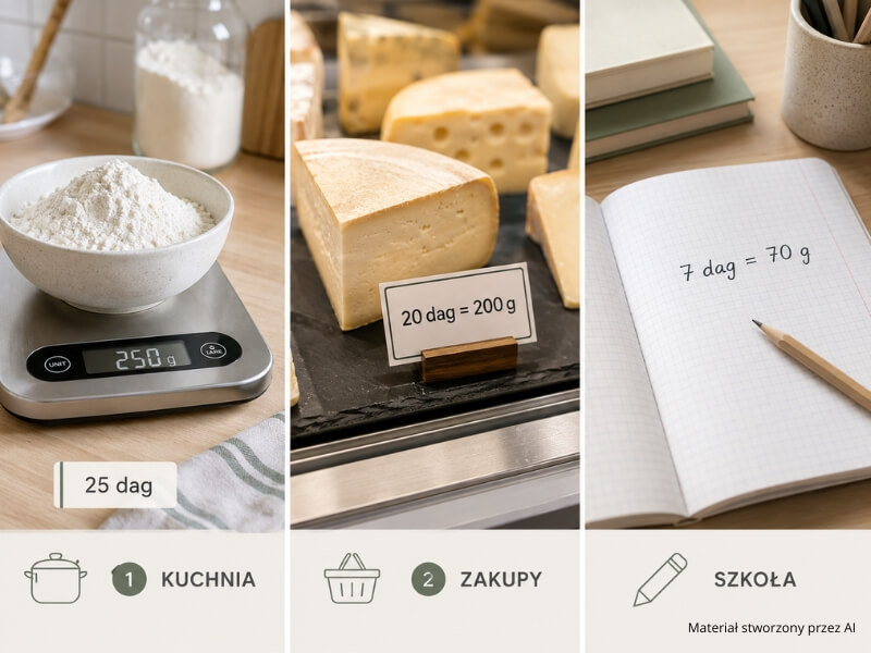 1 dag – ile to gram w kuchni na zakupach i w zadaniu szkolnym