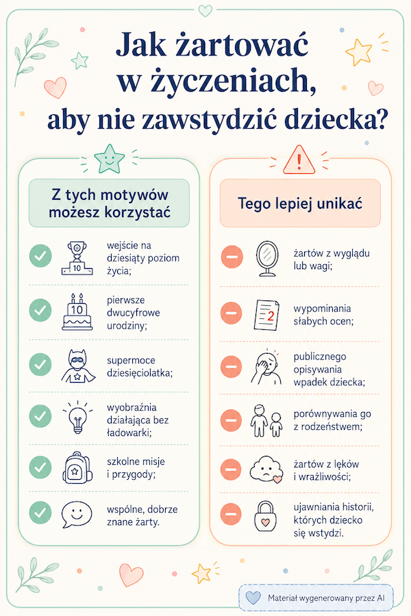 Żarty, które nie zawstydzają dziecka Mądre życzenia dla dziecka 10 lat z bezpiecznym humorem