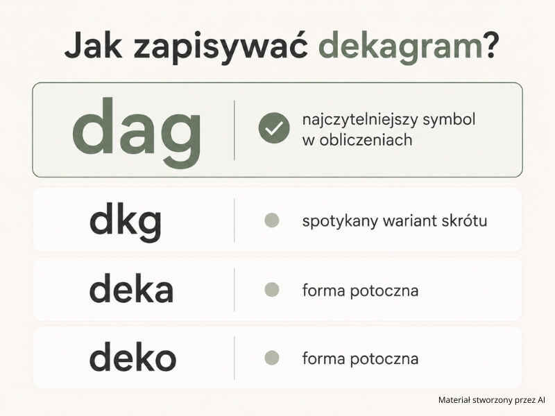 porównanie zapisów dekagramów